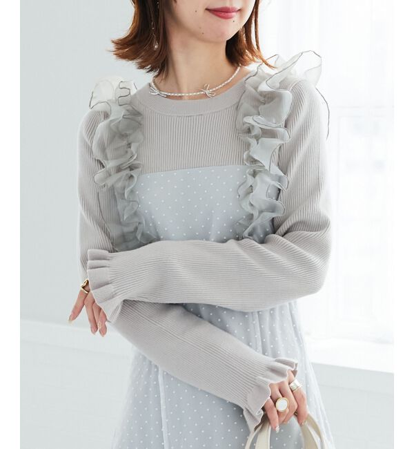 MAJESTICLEGON「ショルダーフリルドッキングワンピ」|ワンピース|L／グレー