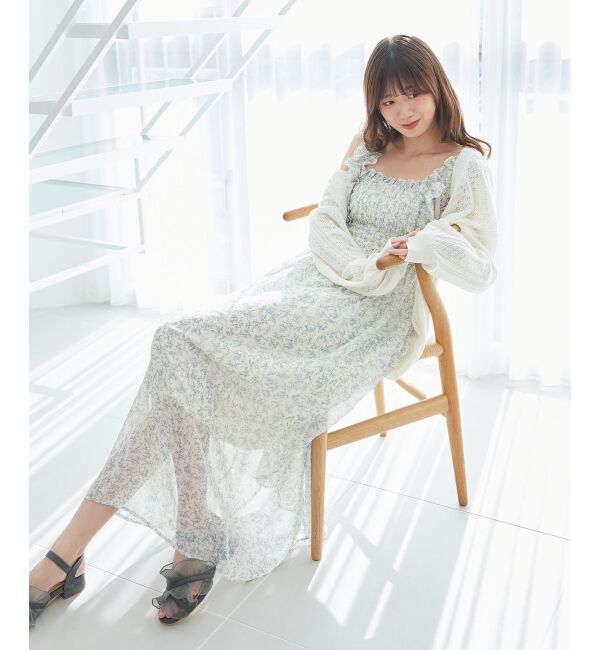  「フリルショルダーレースアップワンピ」|ワンピース|