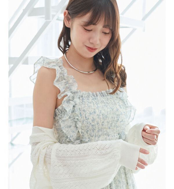  「フリルショルダーレースアップワンピ」|ワンピース|