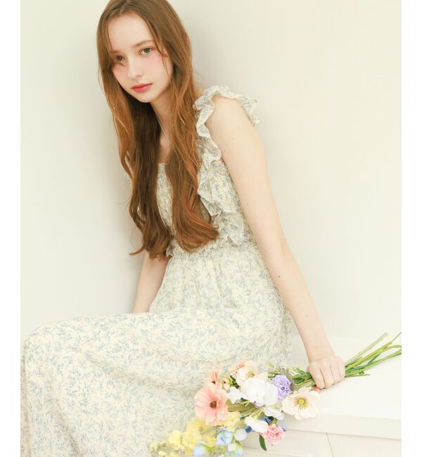  「フリルショルダーレースアップワンピ」|ワンピース|