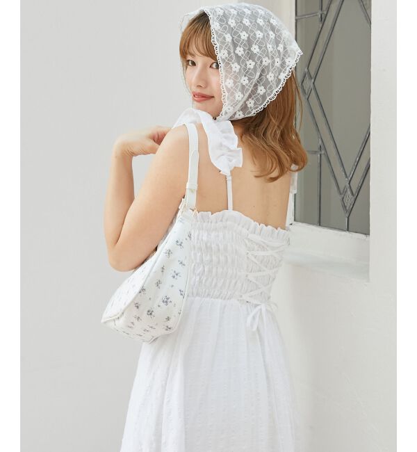  「フリルショルダーレースアップワンピ」|ワンピース|