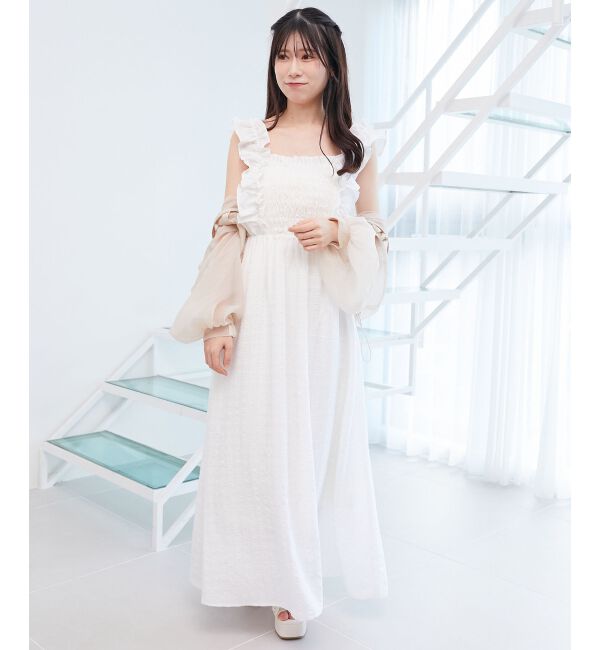  「フリルショルダーレースアップワンピ」|ワンピース|