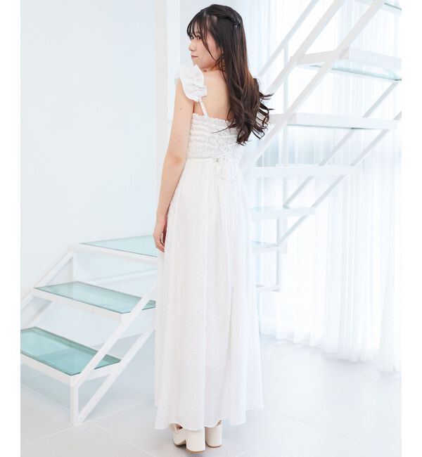  「フリルショルダーレースアップワンピ」|ワンピース|