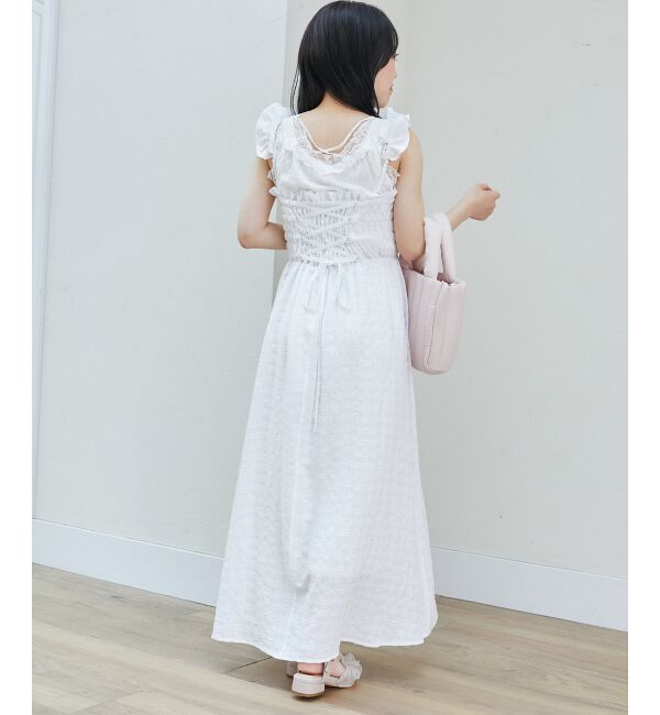  「フリルショルダーレースアップワンピ」|ワンピース|