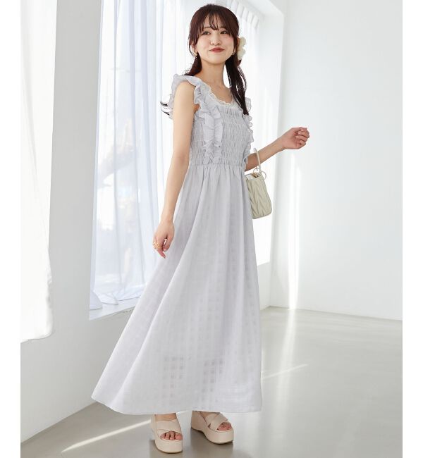  「フリルショルダーレースアップワンピ」|ワンピース|