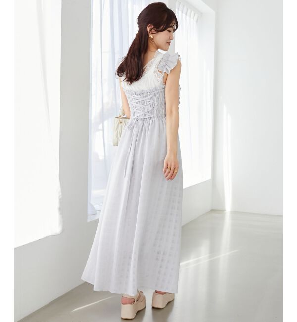  「フリルショルダーレースアップワンピ」|ワンピース|