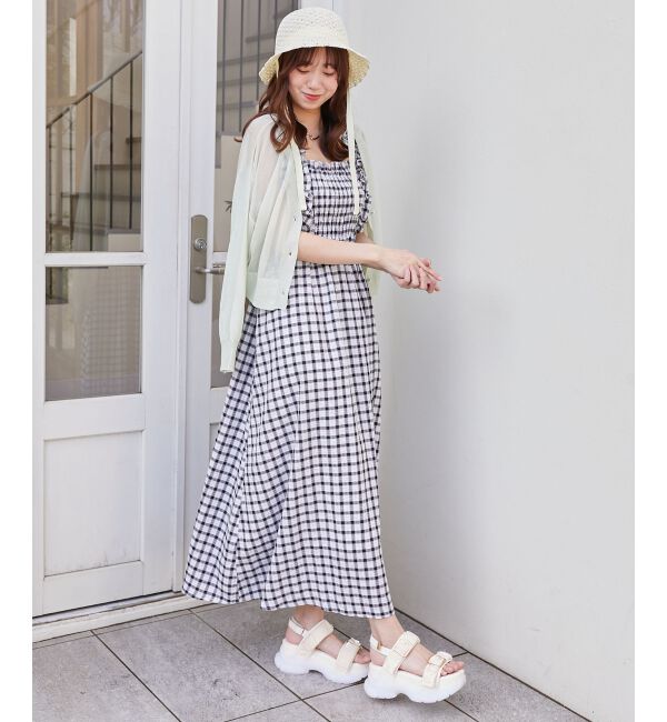  「フリルショルダーレースアップワンピ」|ワンピース|