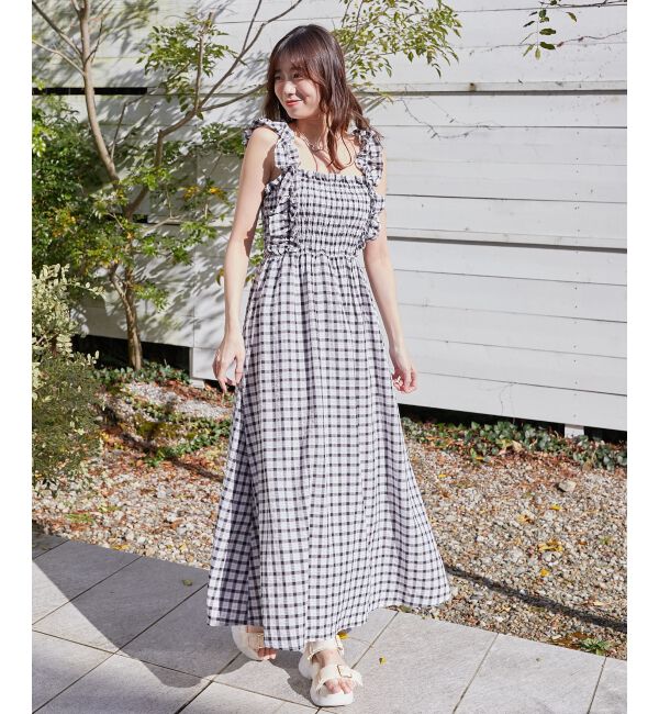  「フリルショルダーレースアップワンピ」|ワンピース|