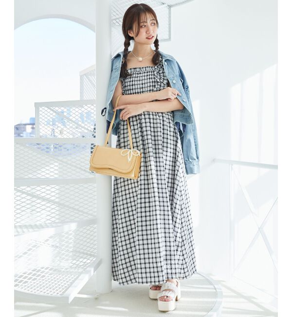  「フリルショルダーレースアップワンピ」|ワンピース|