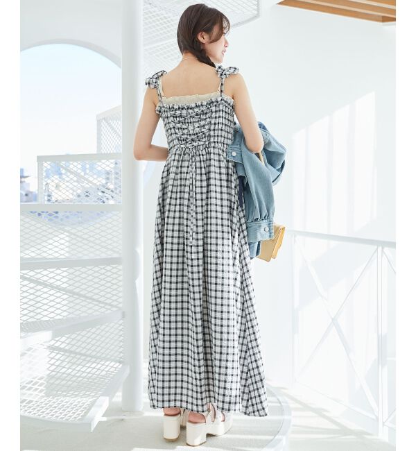  「フリルショルダーレースアップワンピ」|ワンピース|