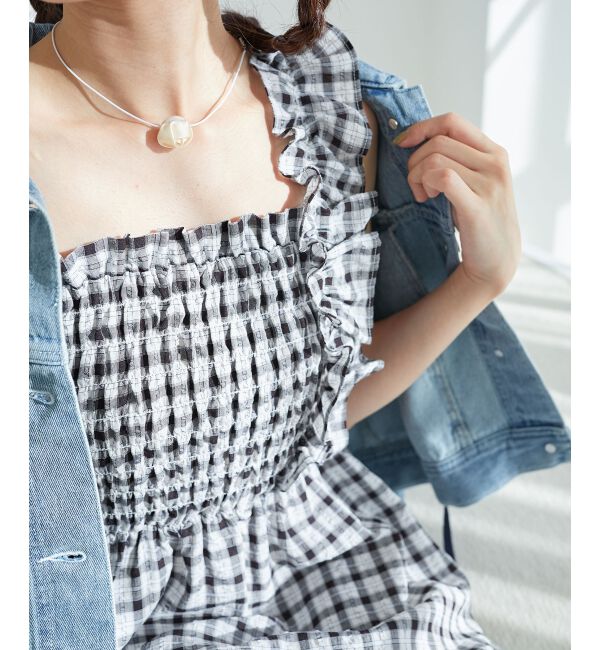  「フリルショルダーレースアップワンピ」|ワンピース|