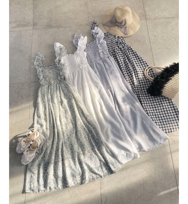  「フリルショルダーレースアップワンピ」|ワンピース|