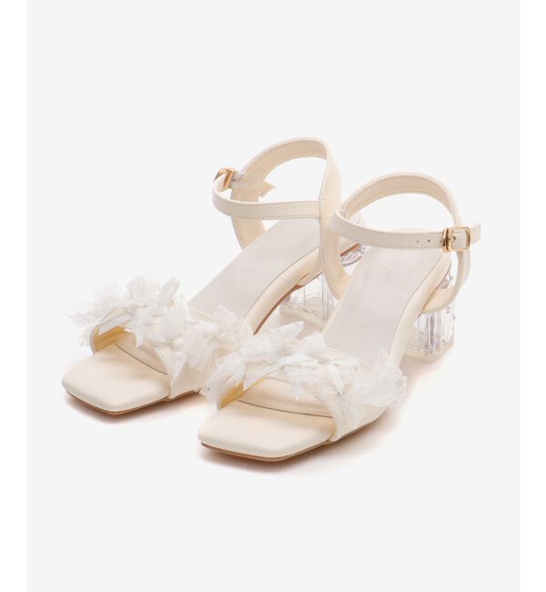  「パールクリアヒールリボンサンダル」|サンダル|