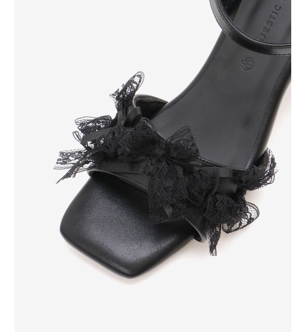  「パールクリアヒールリボンサンダル」|サンダル|