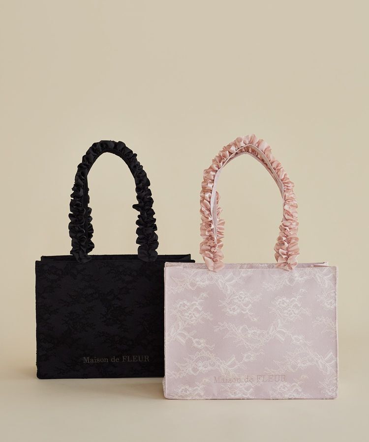 Maison de FLEUR「レースフリルハンドルスクエアトートMバッグ」|トートバッグ|