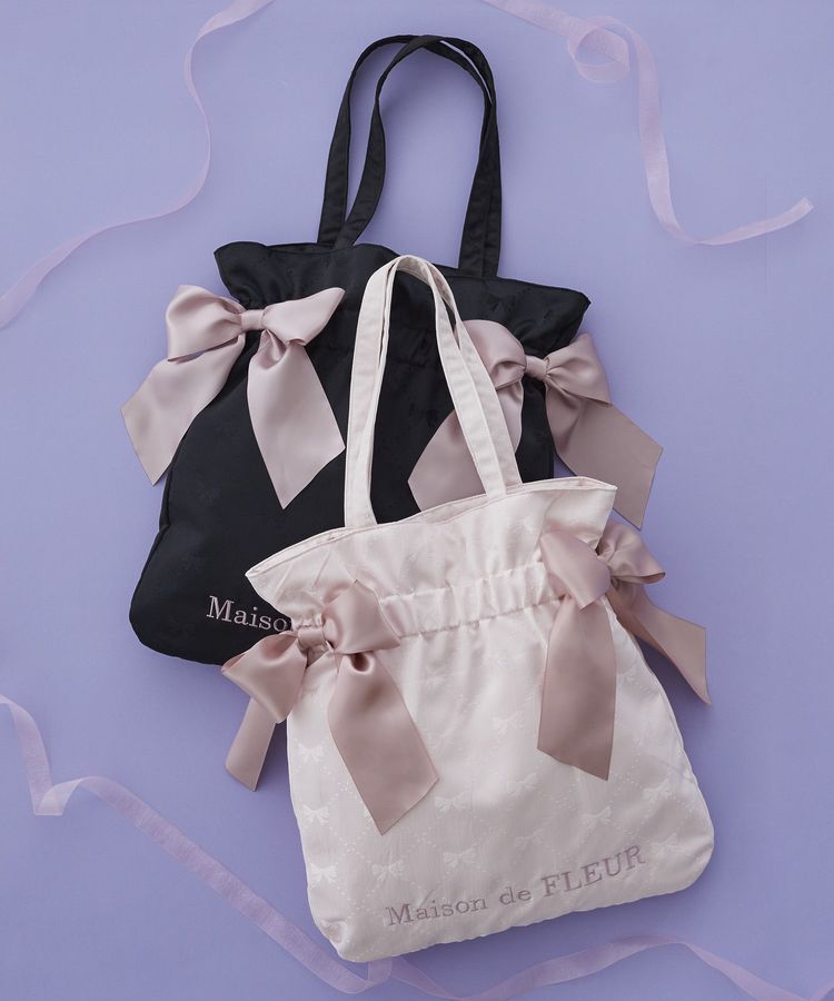 Maison de FLEUR「リボンジャカードダブルリボントートバッグ」|トートバッグ|