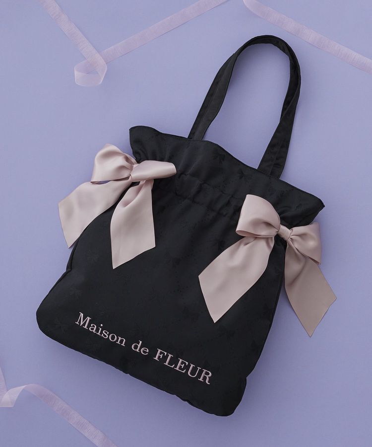 Maison de FLEUR「リボンジャカードダブルリボントートバッグ」|トートバッグ|