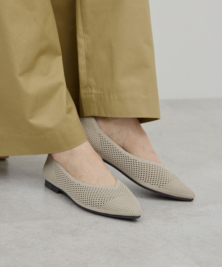 AMERICAN HOLIC「【整履き】メッシュニットフラットパンプス」|パンプス|Beige