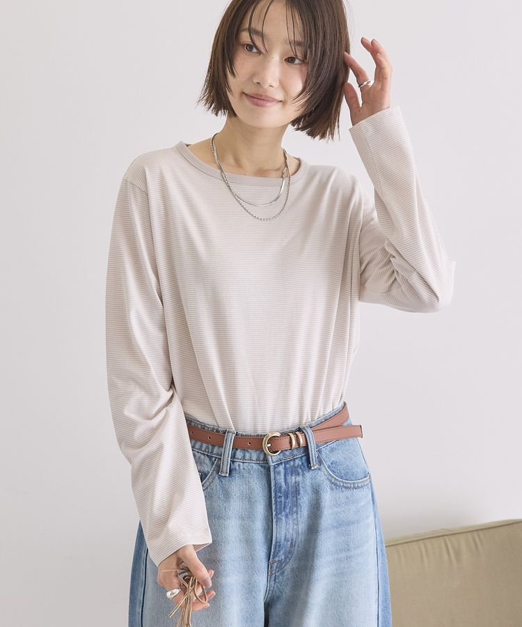 AMERICAN HOLIC「シアーカラーボーダープルオーバー」|Tシャツ・カットソー|Light Gray