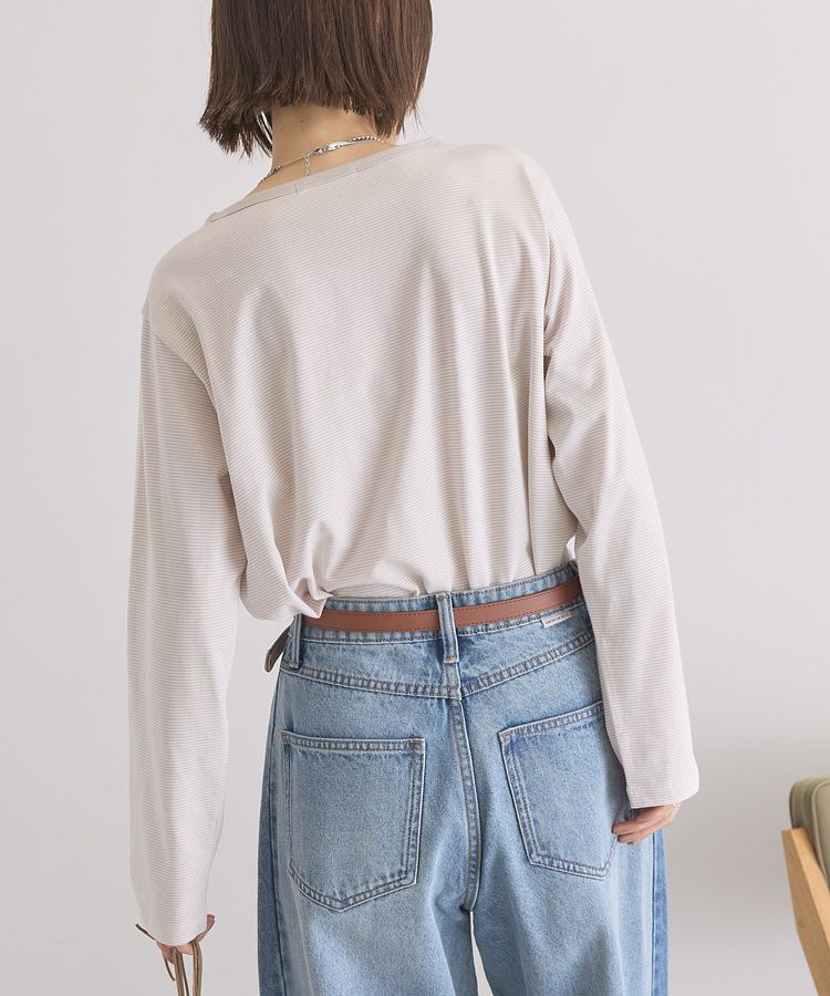 AMERICAN HOLIC「シアーカラーボーダープルオーバー」|Tシャツ・カットソー|