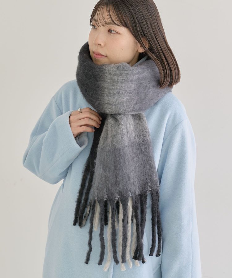 Green Parks「・furry rate グラデーションチェックマフラー」|マフラー|Black