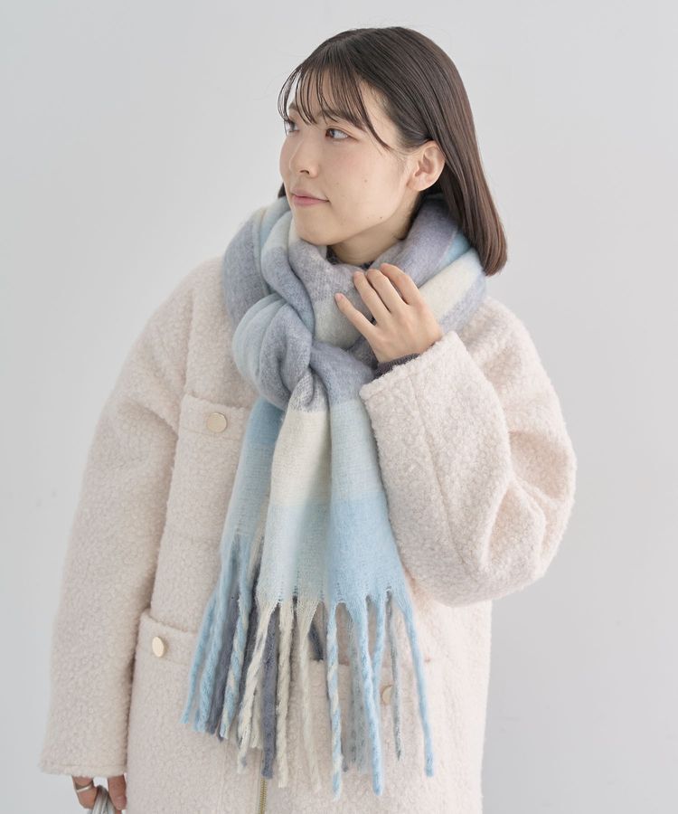 Green Parks「・furry rate グラデーションチェックマフラー」|マフラー|