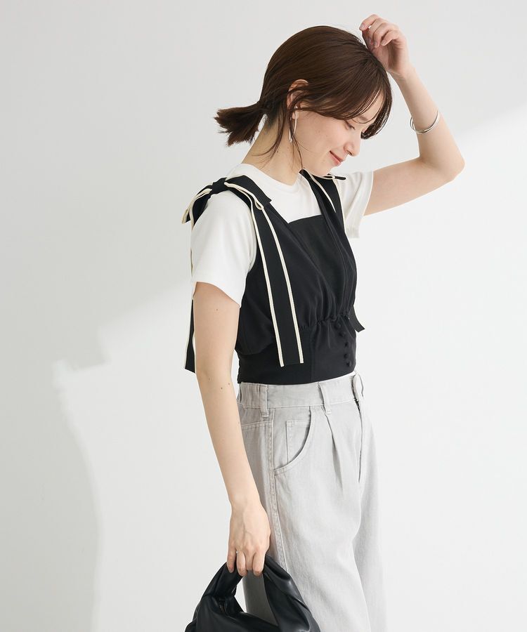 Green Parks「・swing by ショルダーリボンノースリーブ」|Tシャツ・カットソー|