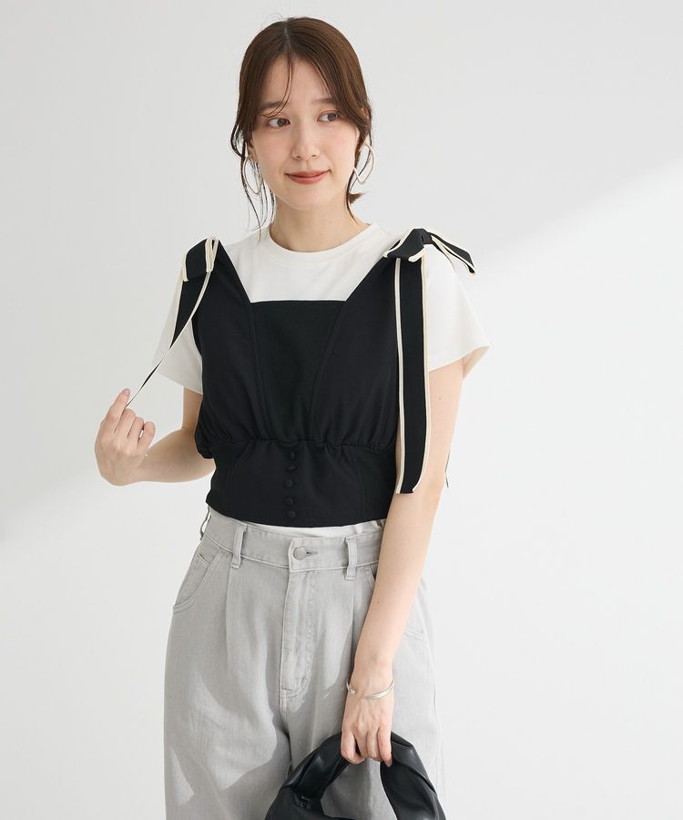 Green Parks「・swing by ショルダーリボンノースリーブ」|Tシャツ・カットソー|