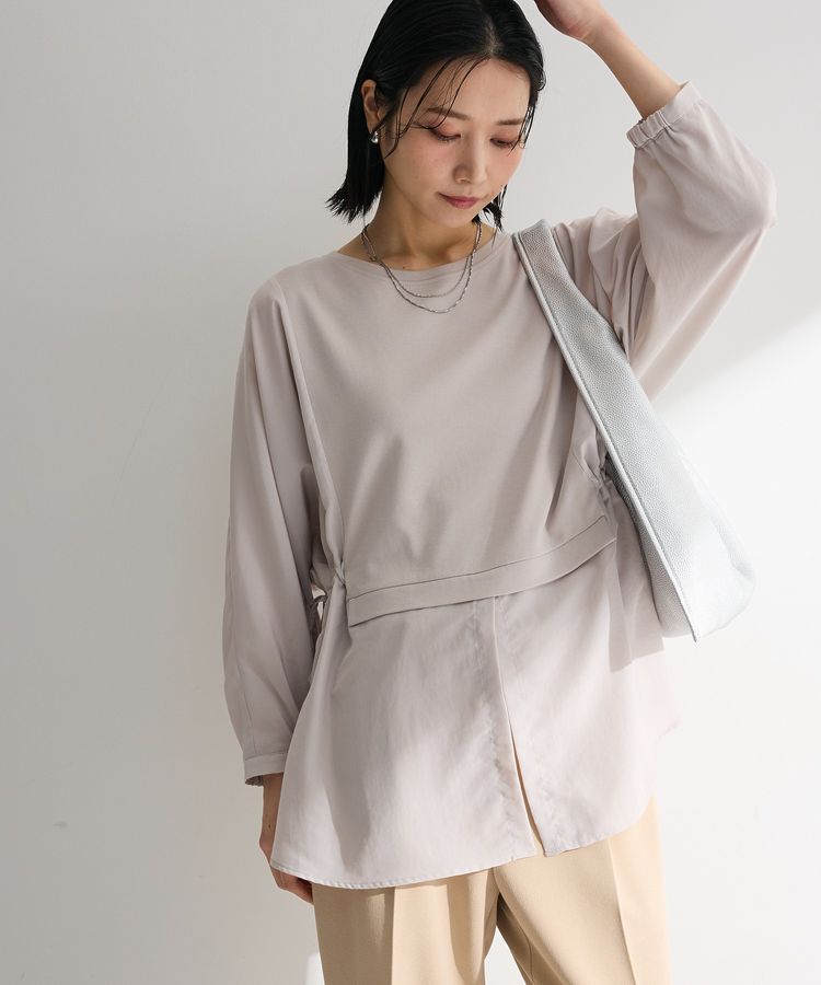Green Parks「脇リボンドッキングチュニック」|Tシャツ・カットソー|Light Gray