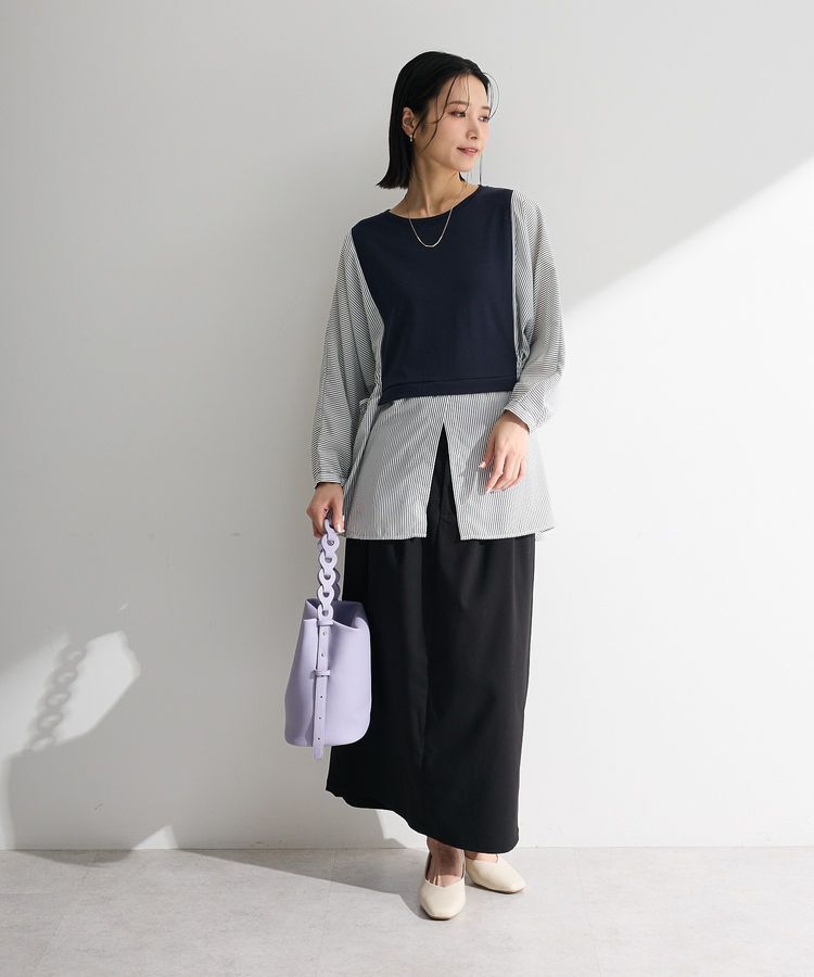 Green Parks「脇リボンドッキングチュニック」|Tシャツ・カットソー|