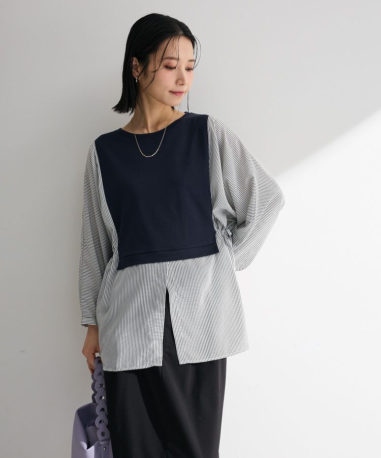 Green Parks「脇リボンドッキングチュニック」|Tシャツ・カットソー|