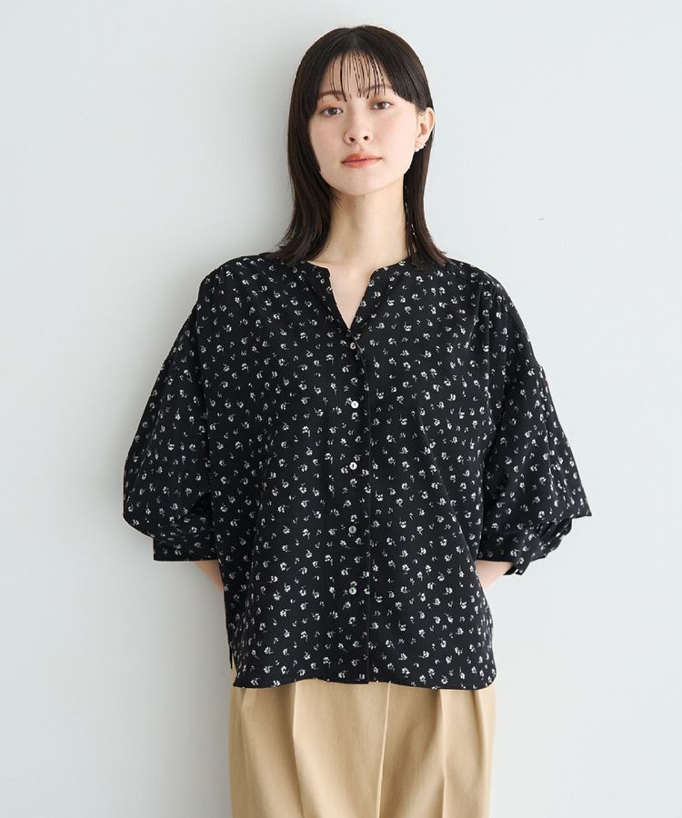 YECCA VECCA「2wayボリューム袖花柄ブラウス」|シャツ・ブラウス|Black