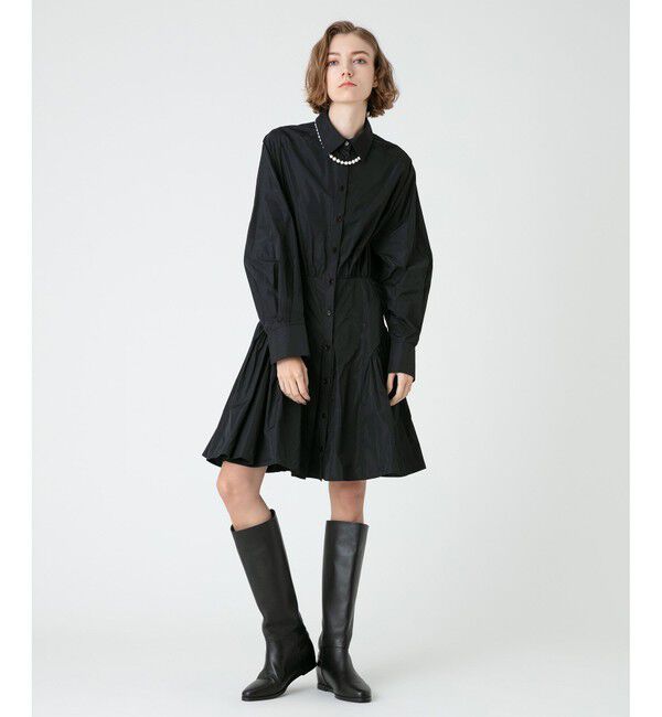 LOULOU WILLOUGHBY「【LOULOU WILLOUGHBY】タフタギャザーミニワンピース」|ワンピース|ブラック