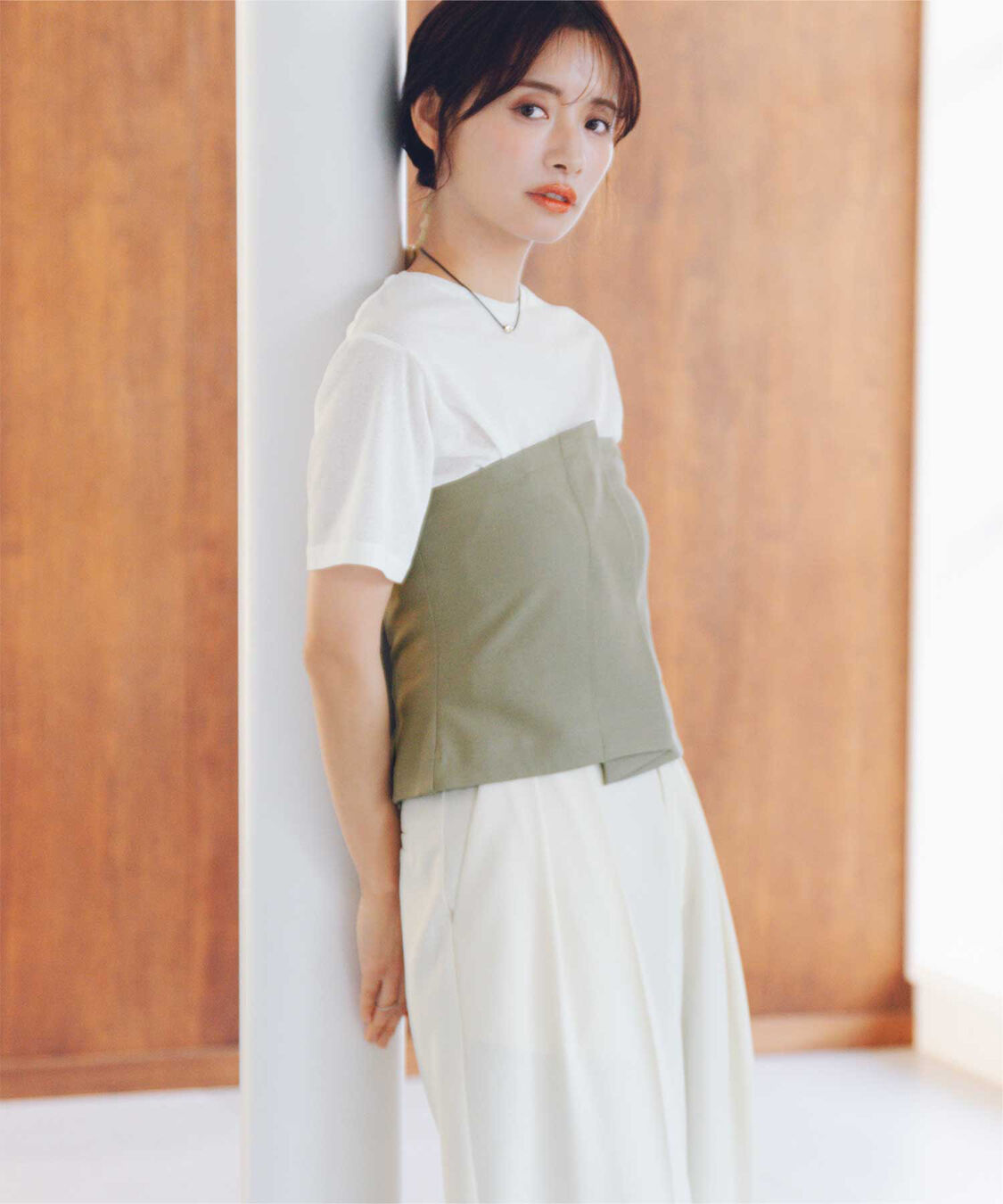 titivate「【赤埴奈津子さんS/Sコラボアイテム】ハーフスリーブシアーカットソートップス」|Tシャツ・カットソー|