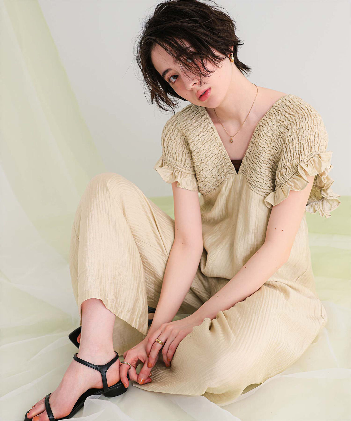 titivate「シャーリングフリルオールインワン」|オールインワン|