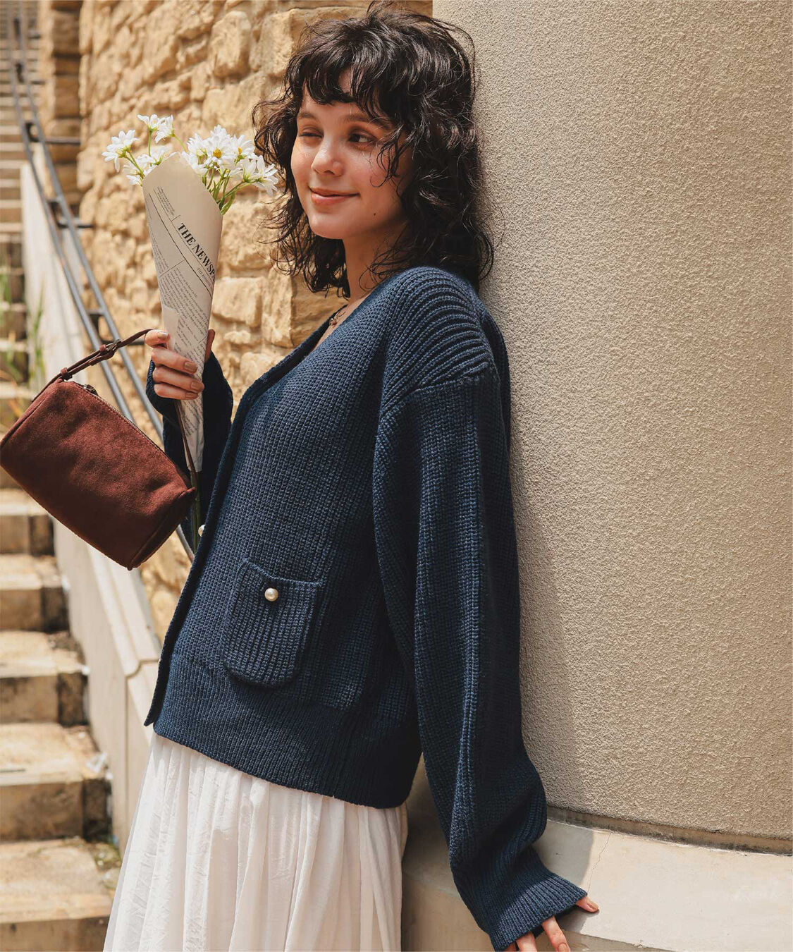 titivate「ポケット付きパールボタンニットカーディガン」|カーディガン|