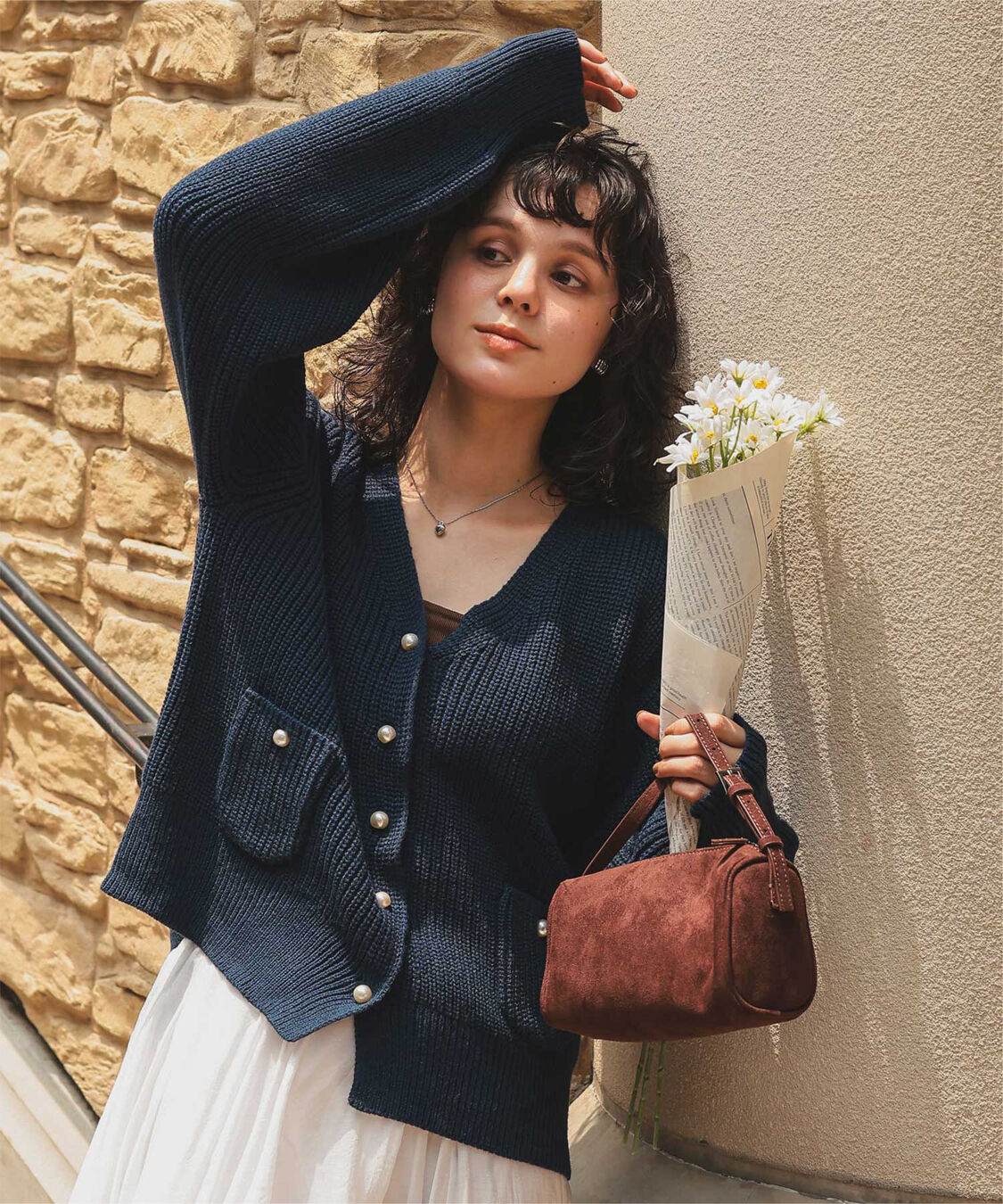 titivate「ポケット付きパールボタンニットカーディガン」|カーディガン|