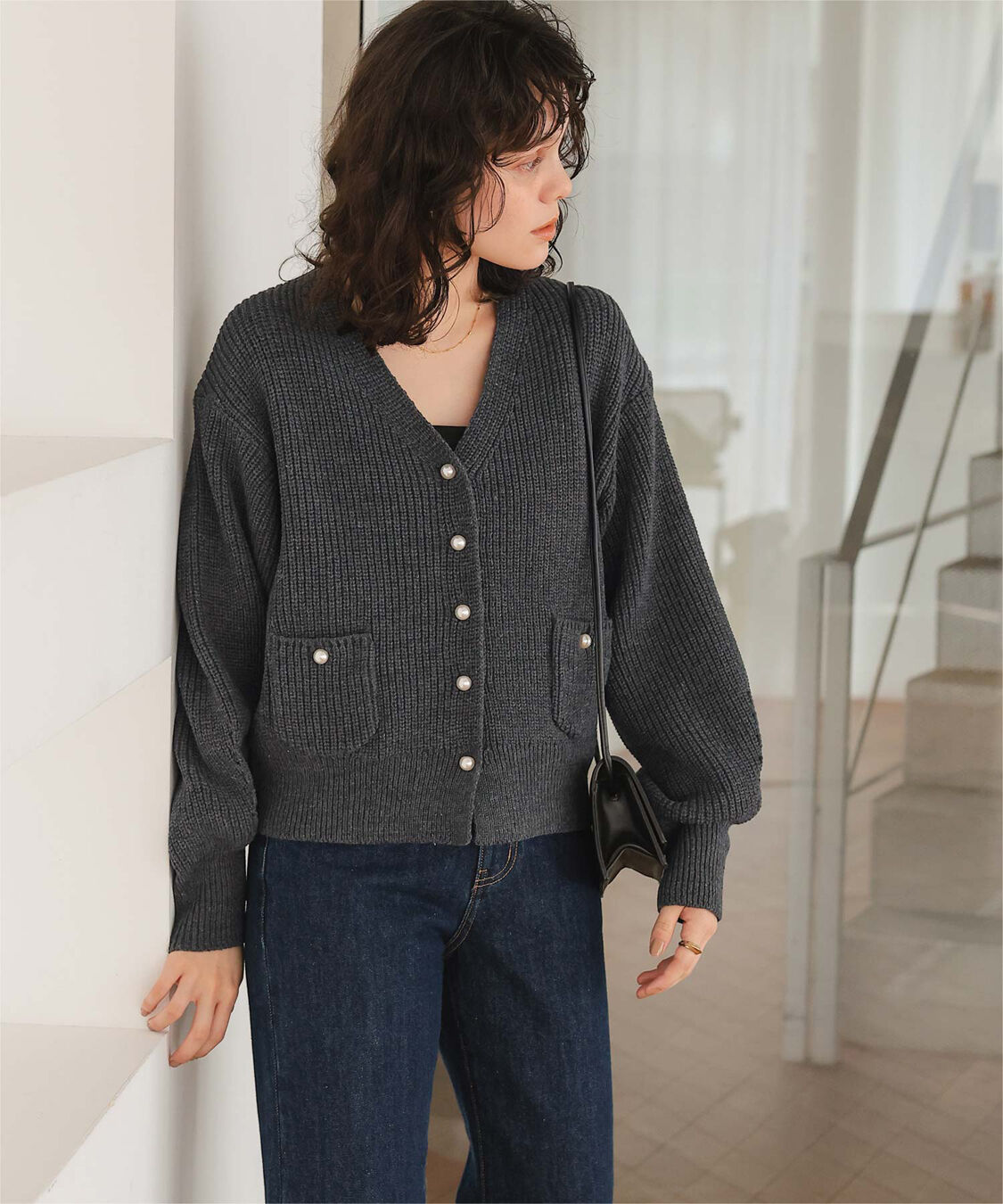titivate「ポケット付きパールボタンニットカーディガン」|カーディガン|