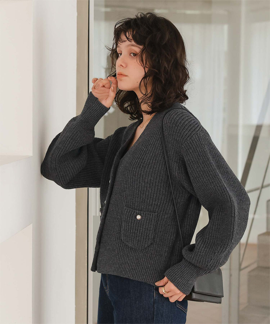 titivate「ポケット付きパールボタンニットカーディガン」|カーディガン|