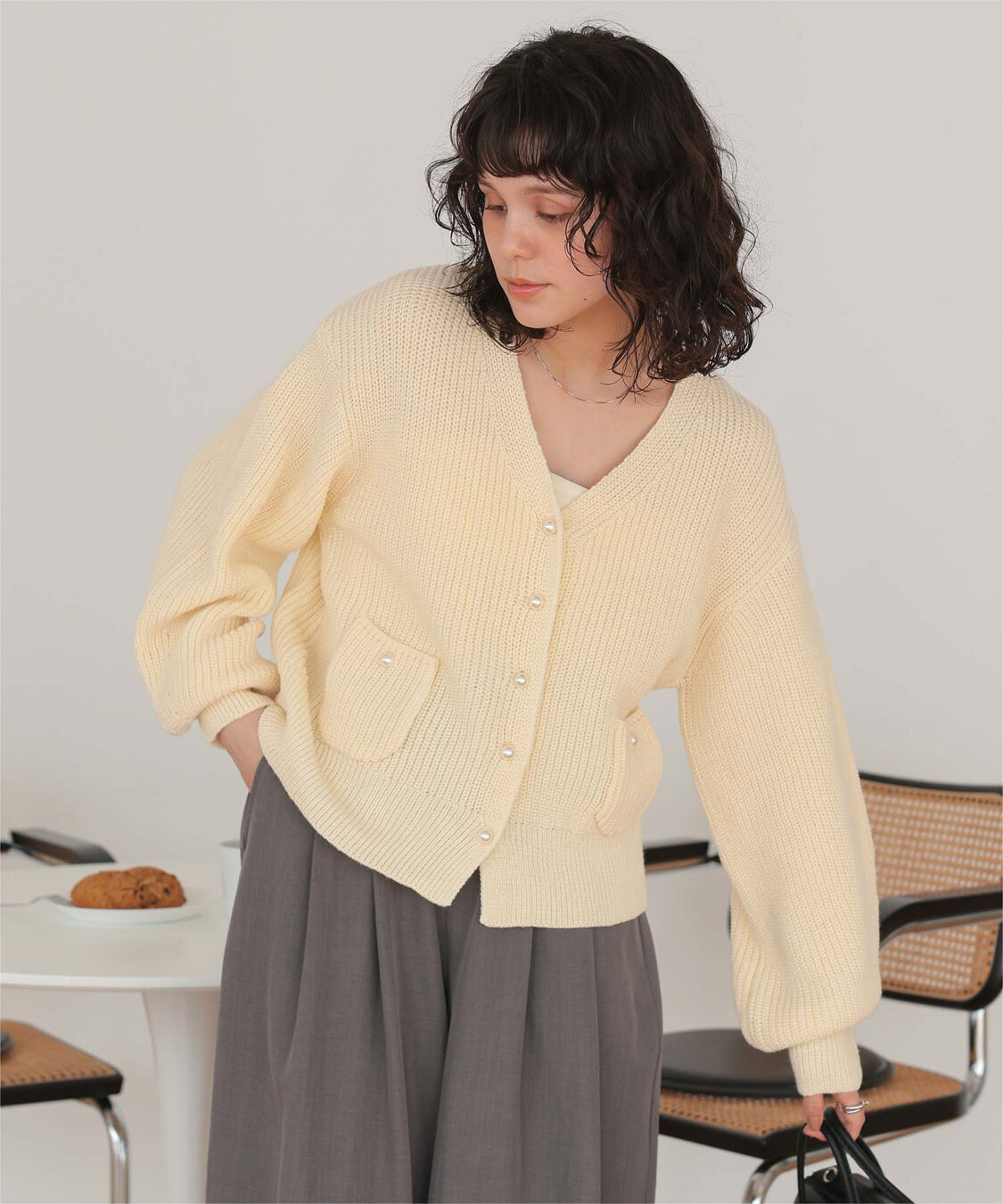 titivate「ポケット付きパールボタンニットカーディガン」|カーディガン|