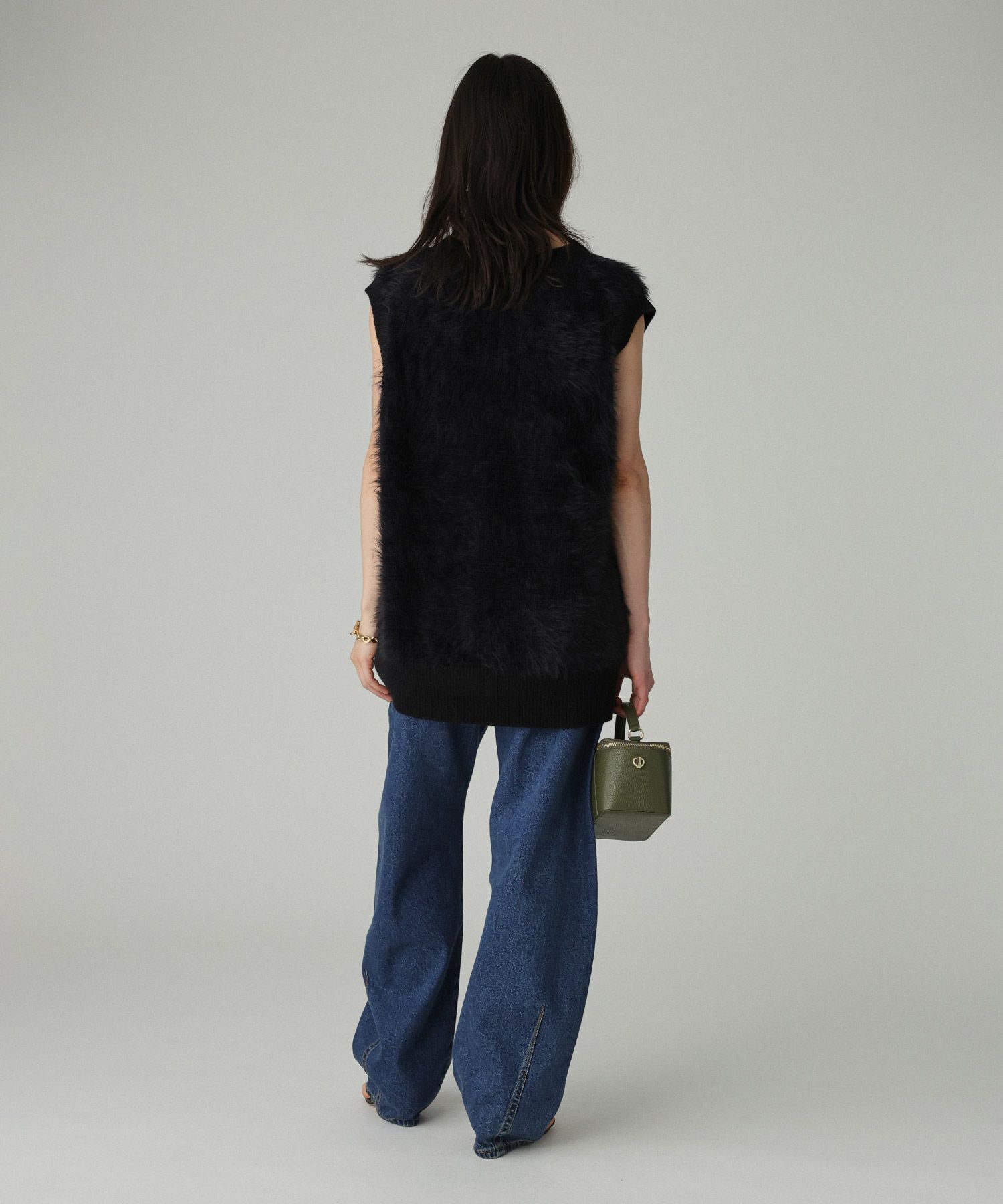 BABYLONE「ロングシャギーベスト」|ニット・セーター|