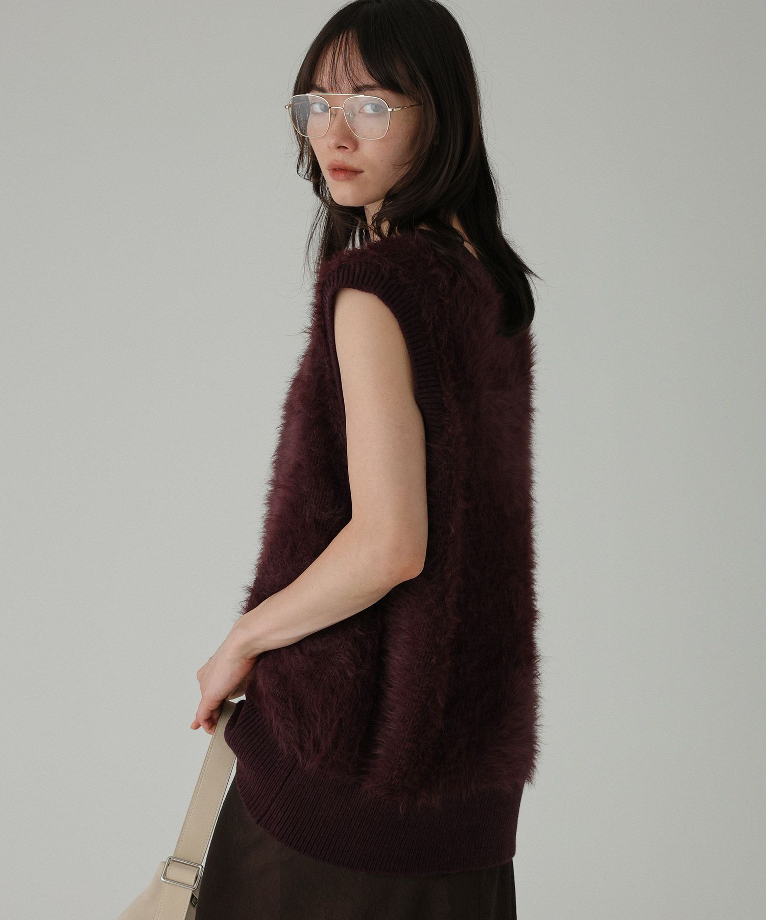 BABYLONE「ロングシャギーベスト」|ニット・セーター|