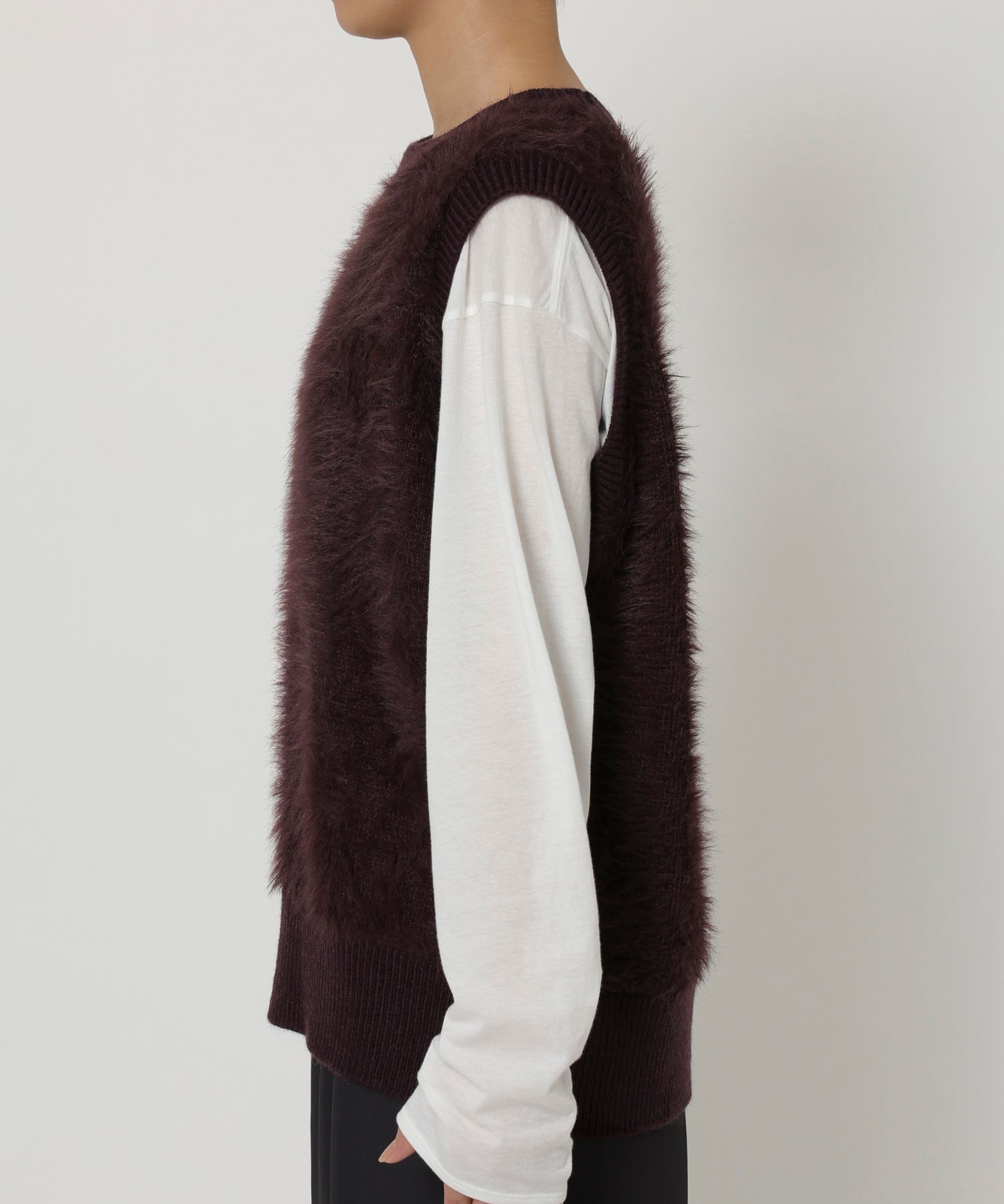 BABYLONE「ロングシャギーベスト」|ニット・セーター|