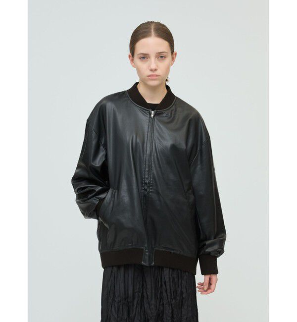 mizuiro ind「mizuiro ind シンセティックレザージップブルゾン」|ブルゾン・スタジャン|