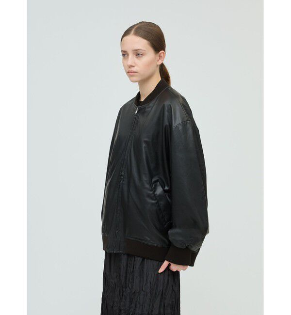 mizuiro ind「mizuiro ind シンセティックレザージップブルゾン」|ブルゾン・スタジャン|