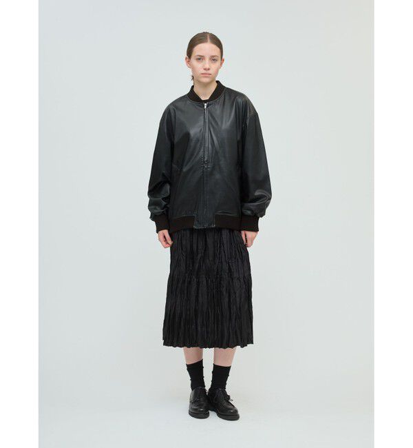 mizuiro ind「mizuiro ind シンセティックレザージップブルゾン」|ブルゾン・スタジャン|