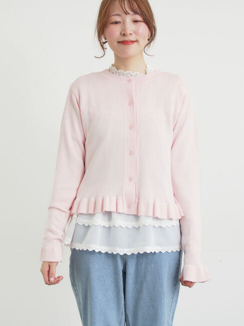 Samansa Mos2「フリルニットカーディガン」|カーディガン|