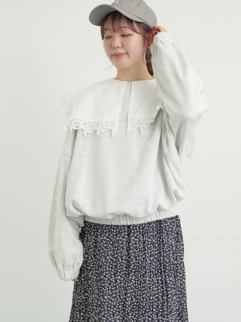 Samansa Mos2「裾バルーン風スウェット」|Tシャツ・カットソー|グレー