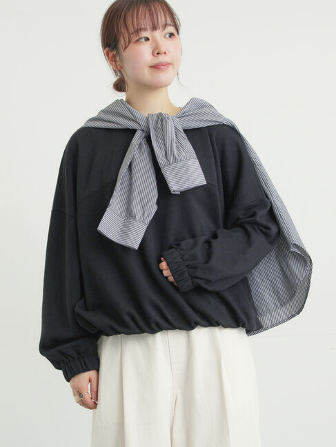 Samansa Mos2「裾バルーン風スウェット」|Tシャツ・カットソー|ブラック