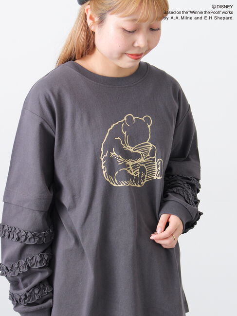 Samansa Mos2「【Disney】くまのプーさん袖フリルロンT」|Tシャツ・カットソー|